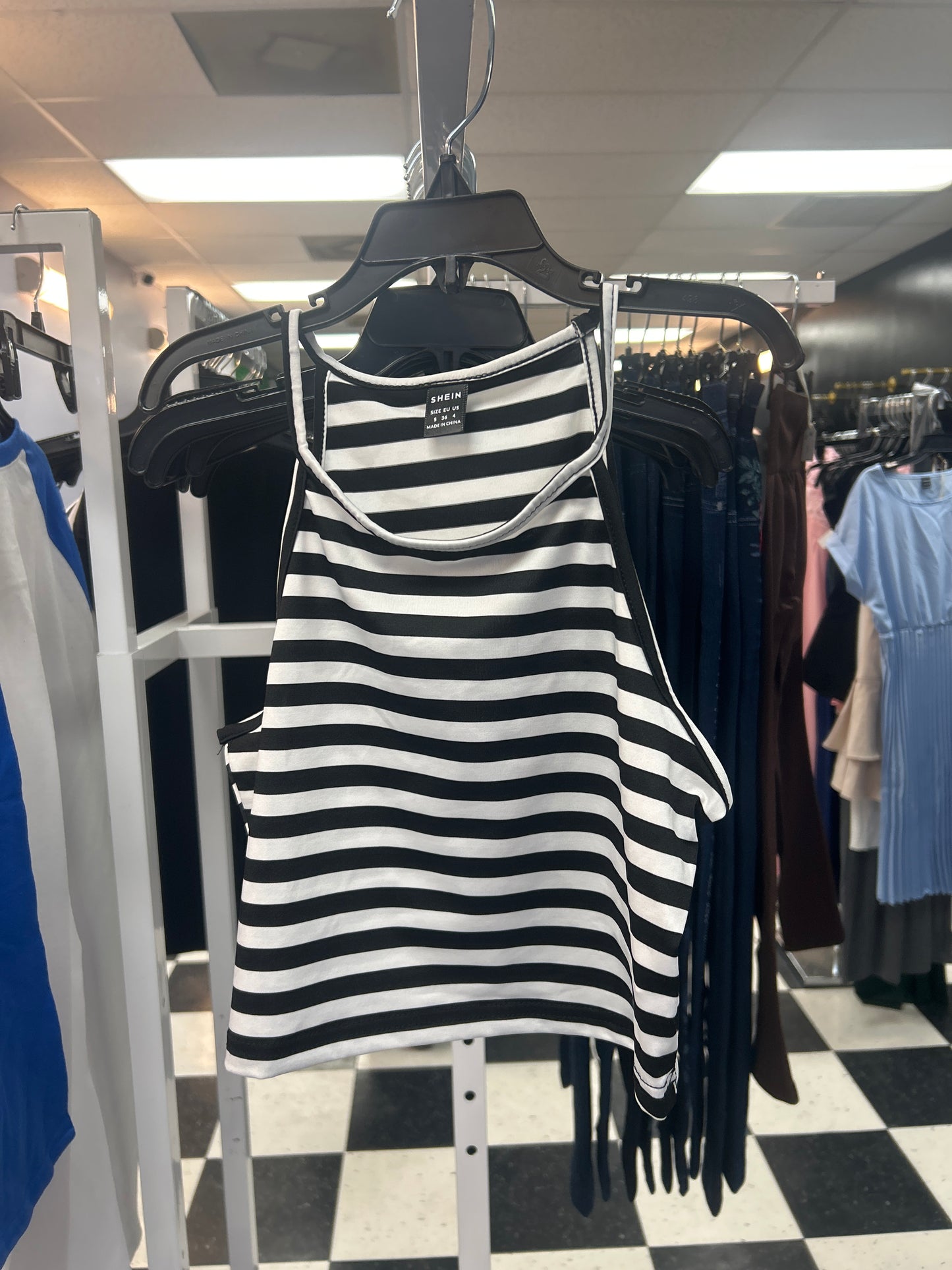 Black and white striped crop top